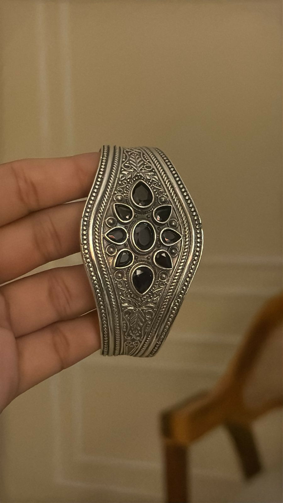 Handmade Brass Kada with Stones