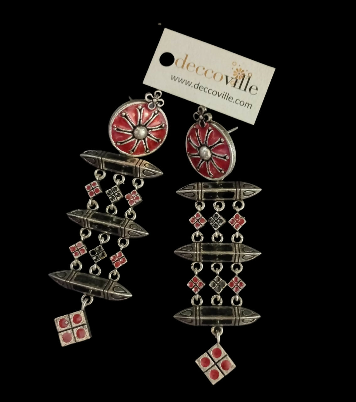 Radiant Red Floral Charm Earrings