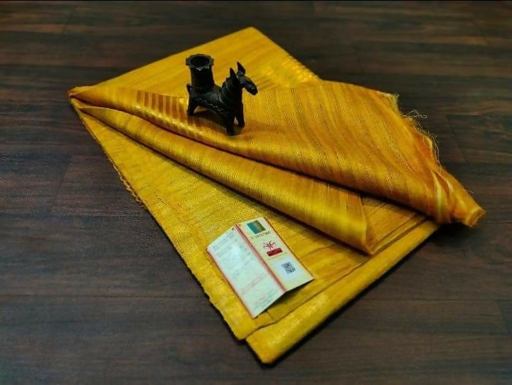 Yellow Ghicha Silk Saree