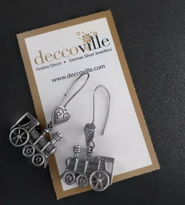 Vintage Locomotive German Silver Earrings