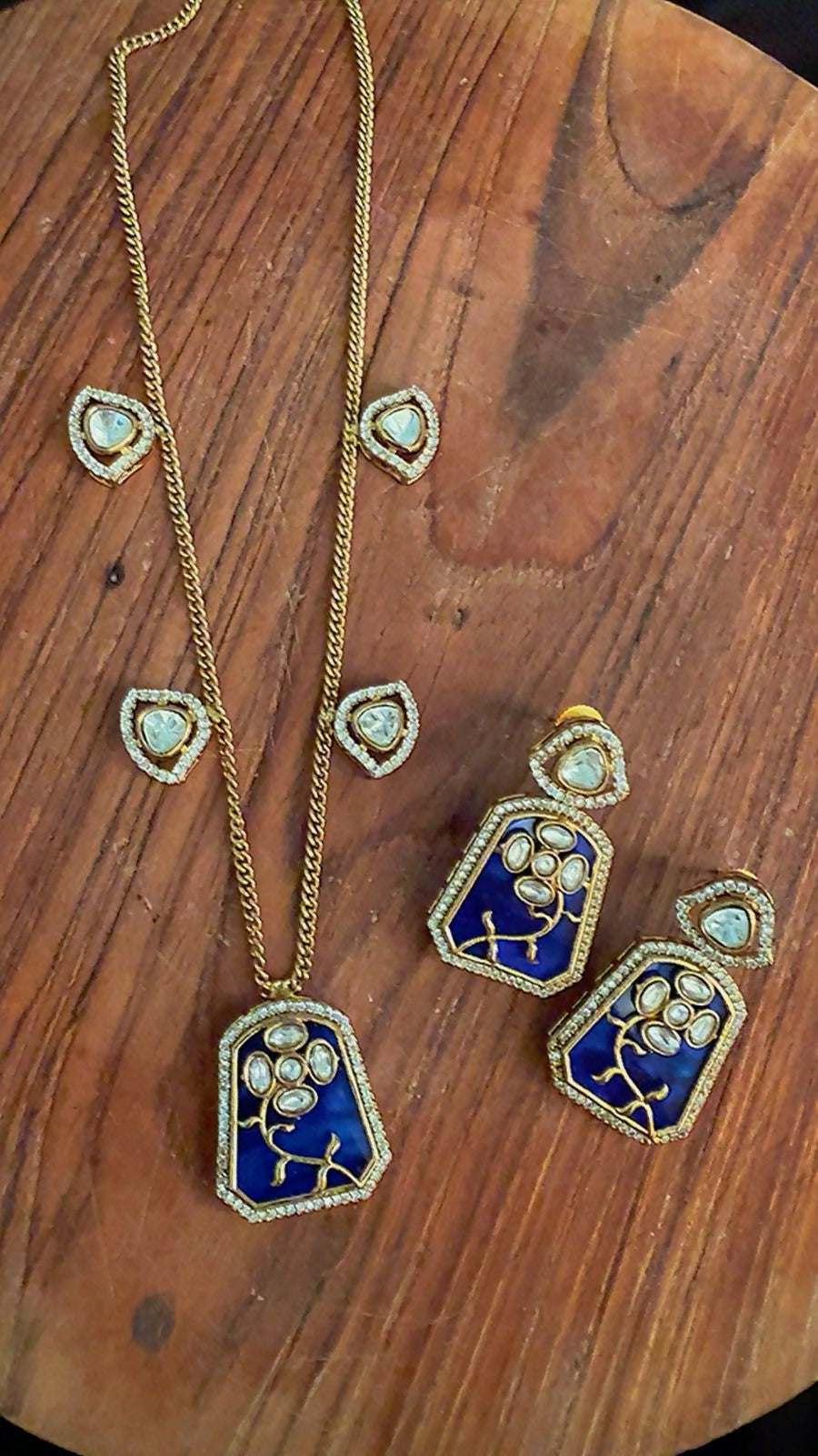 Minimal Polki Pendant Set