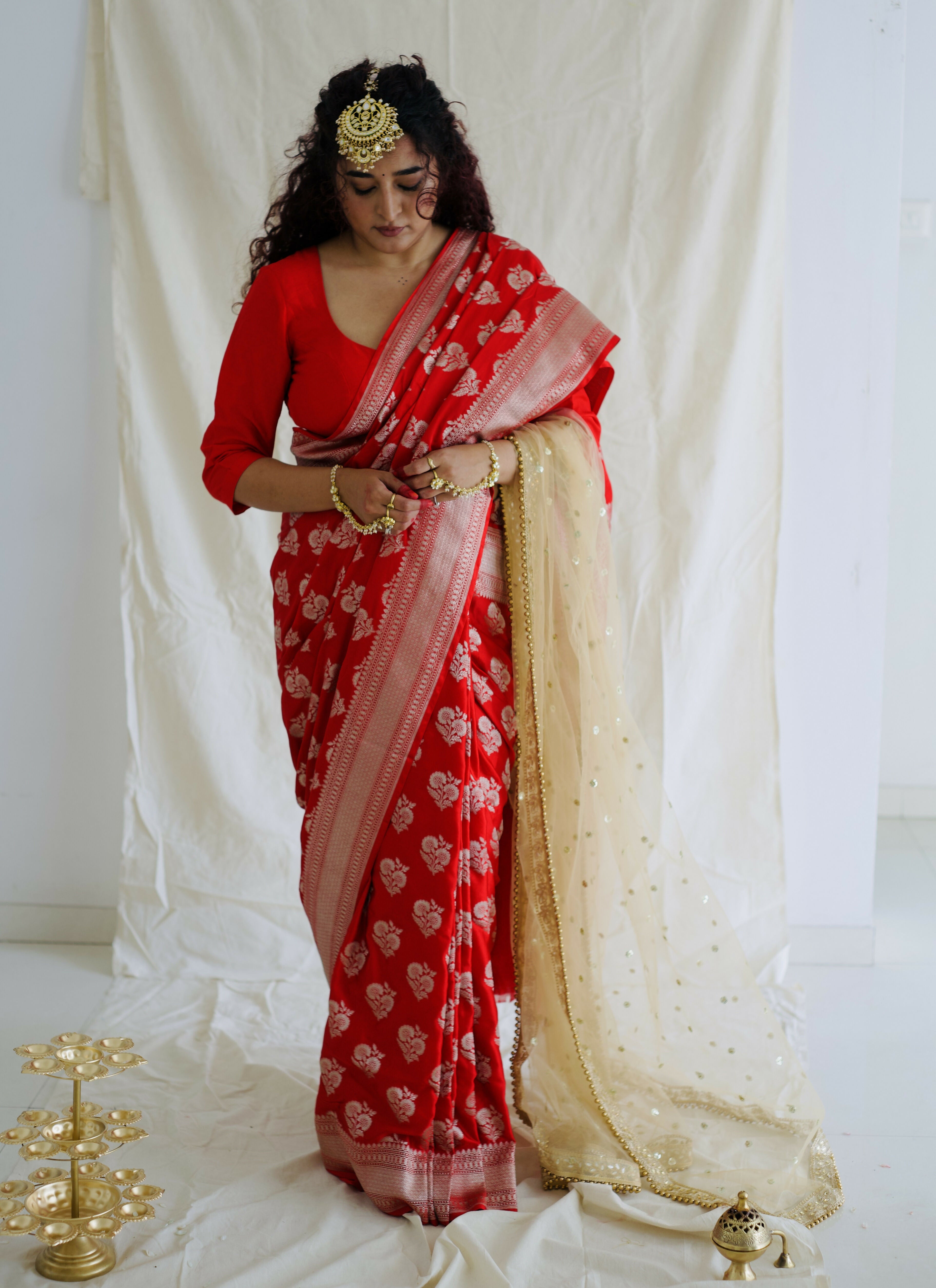 Banarasi Pure Mashroo Silk Saree - Red