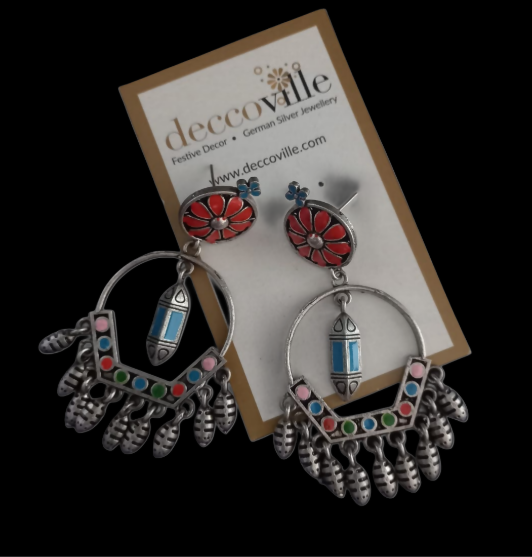 Boho Floral Charm Statement Earrings