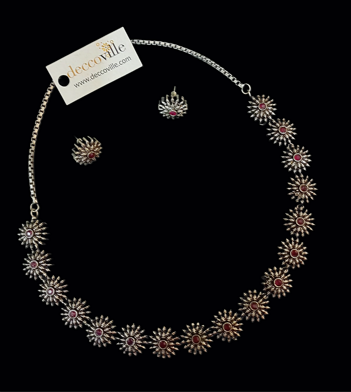 Ruby Bloom Oxidized Statement Set