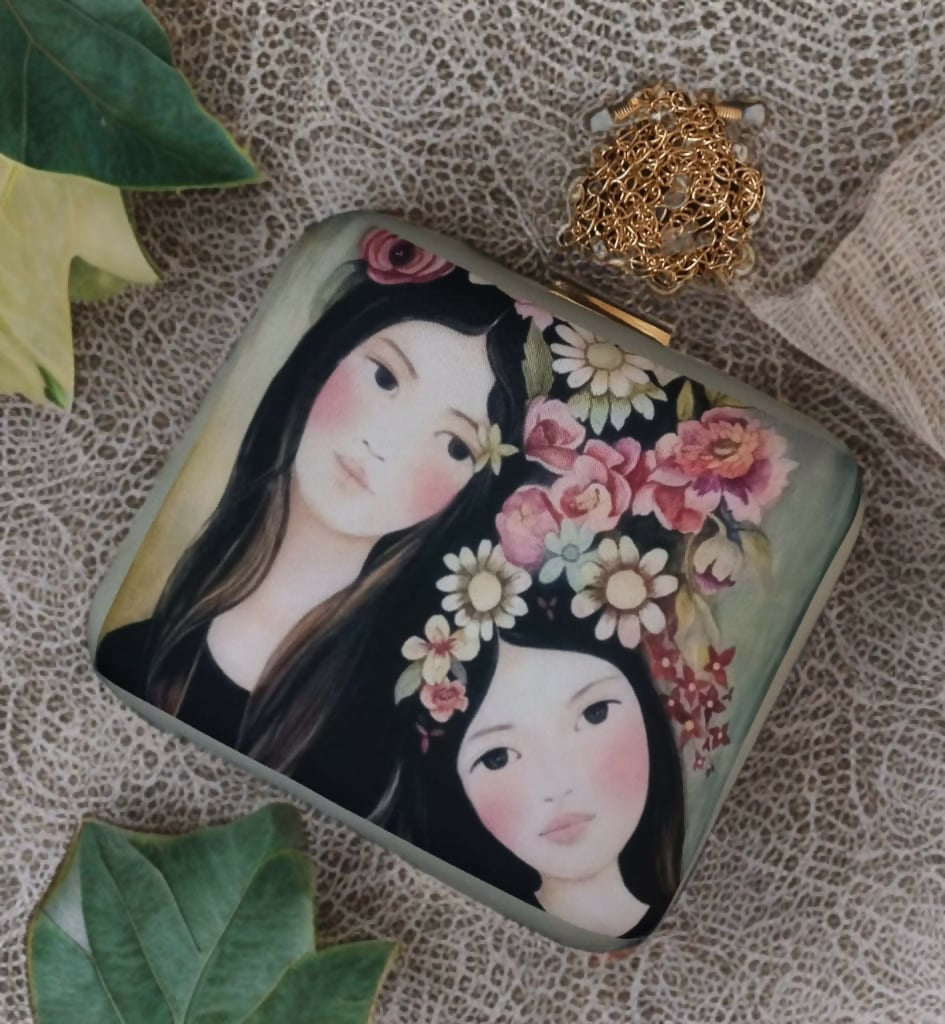 Printed Elegance Box Clutch
