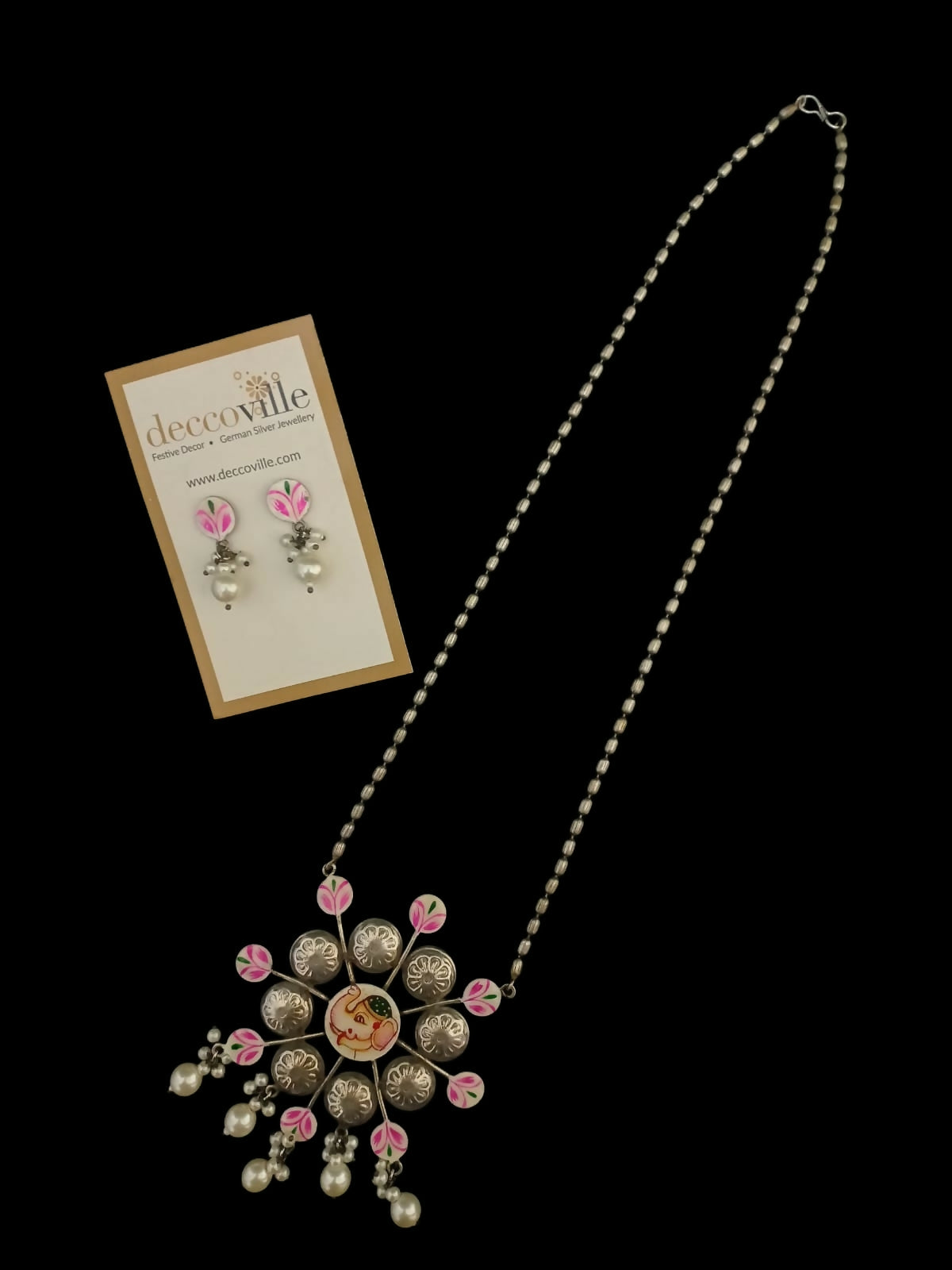 Handcrafted Floral Peacock Pendant Set