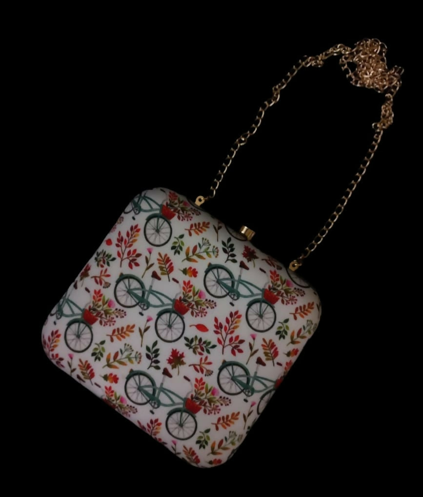 Printed Elegance Box Clutch