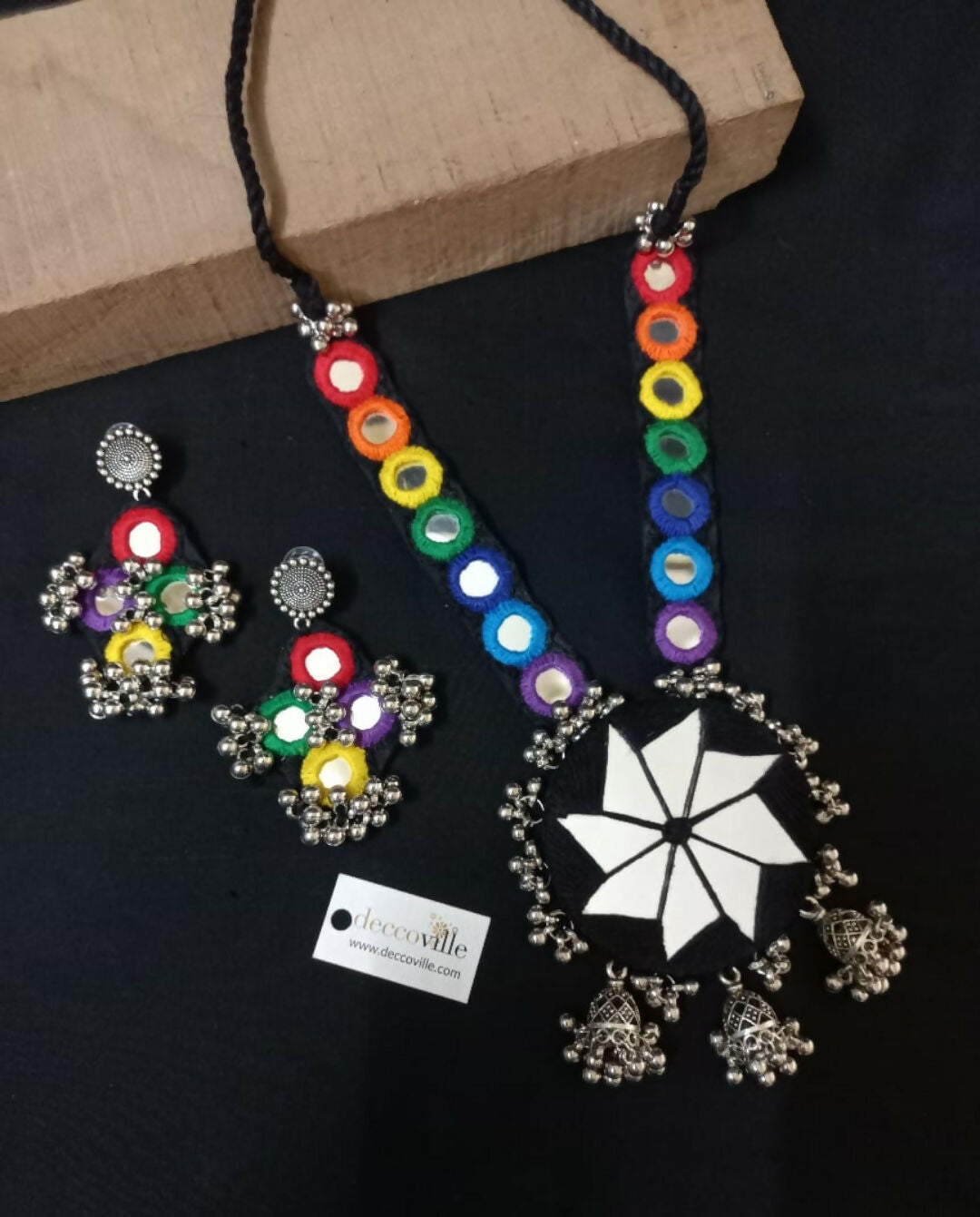 Rainbow Mirror Tribal Necklace Set