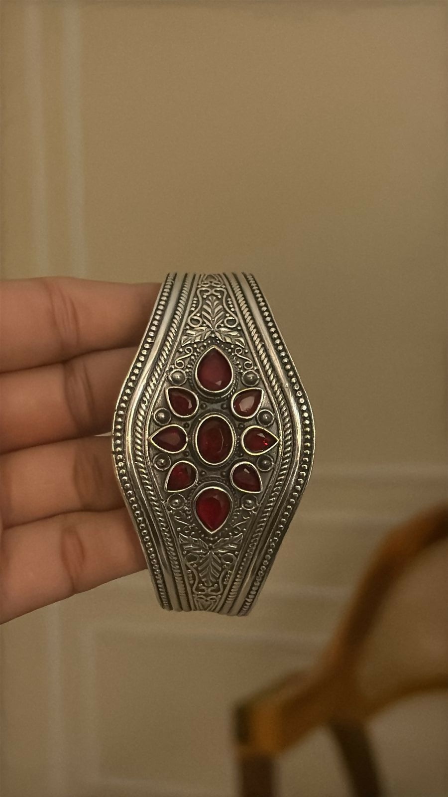 Handmade Brass Kada with Stones