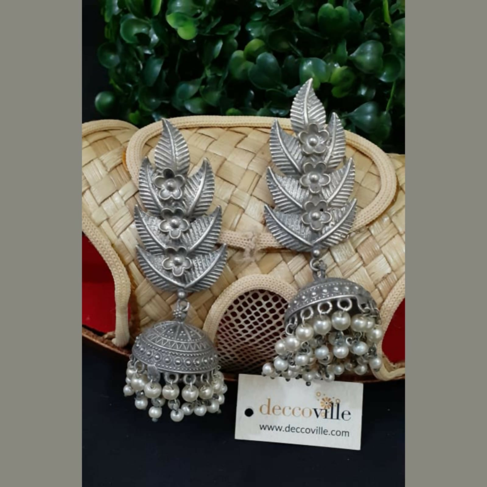 Pearl Cascade Leaf Jhumkas