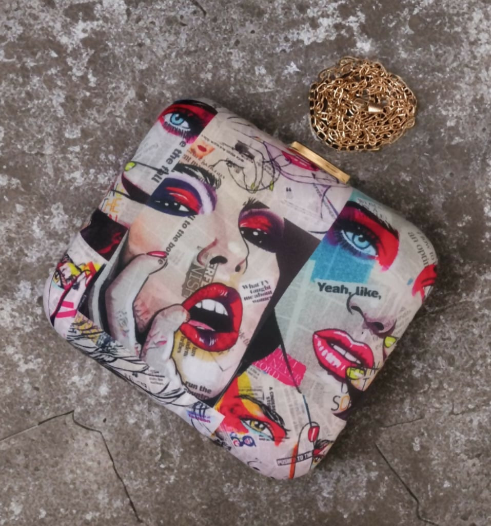 Printed Elegance Box Clutch
