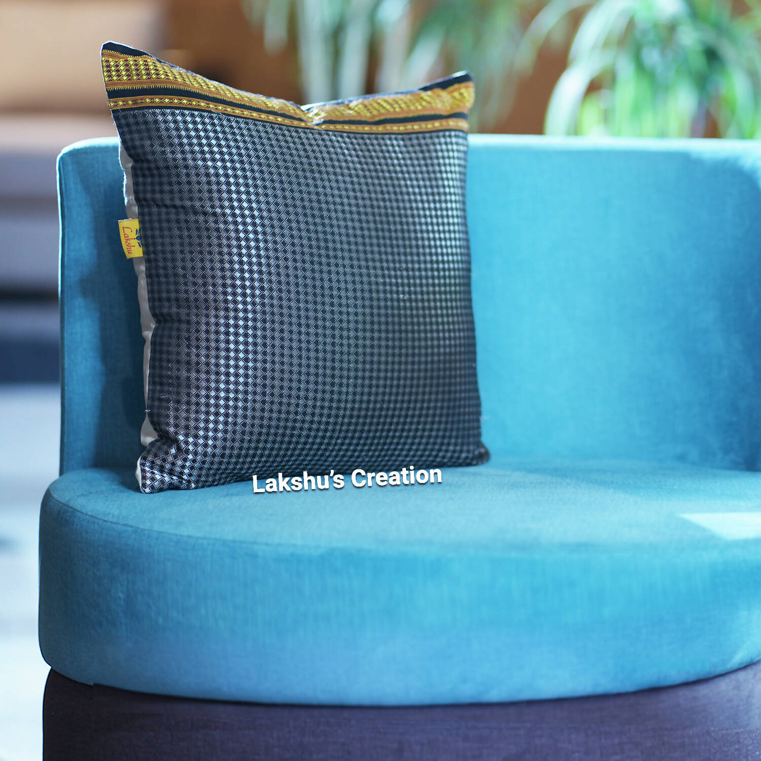 Designer Khun Cushion Covers Black & White (Pack of 1) MESH EXCLUSIVES