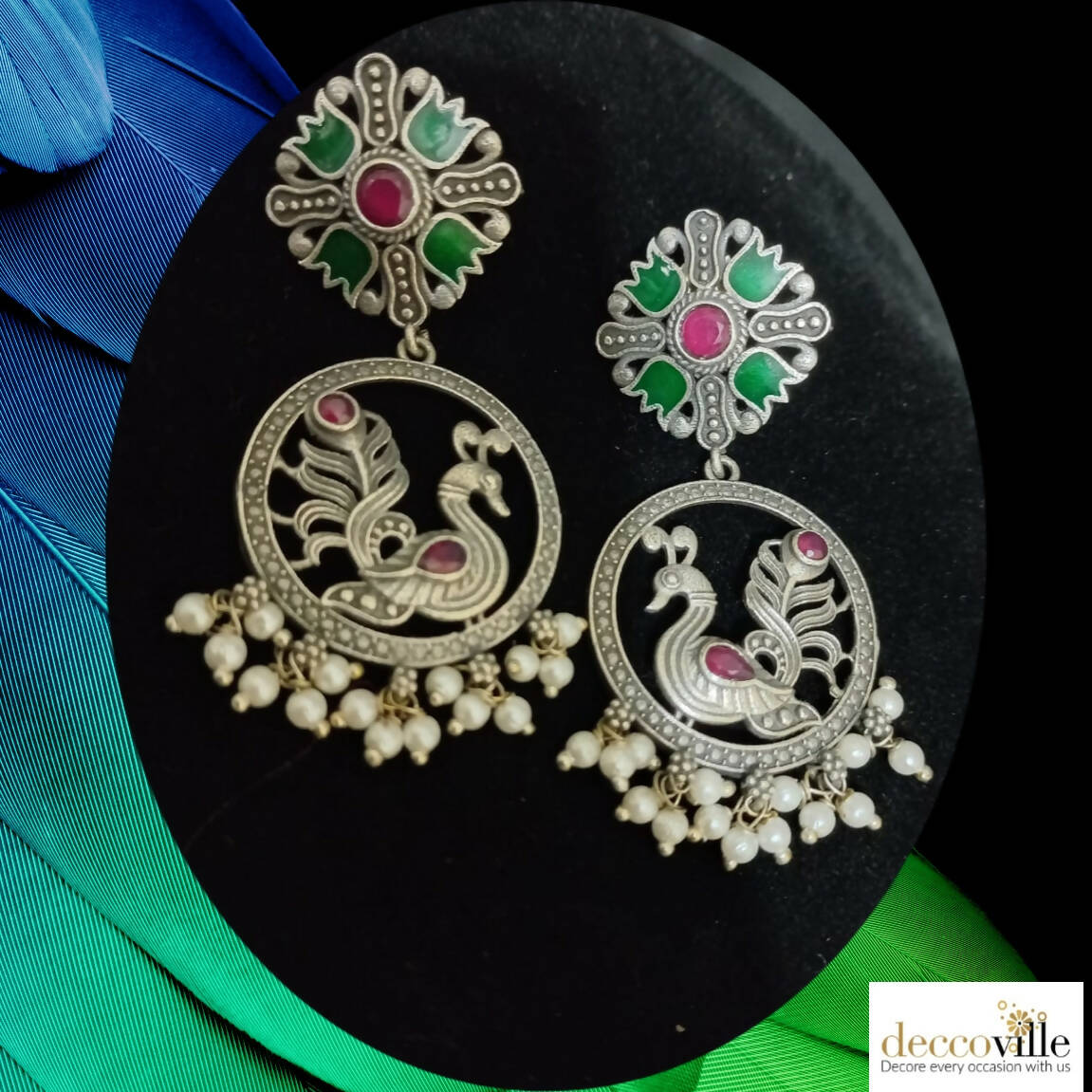 Enamel Peacock Earrings