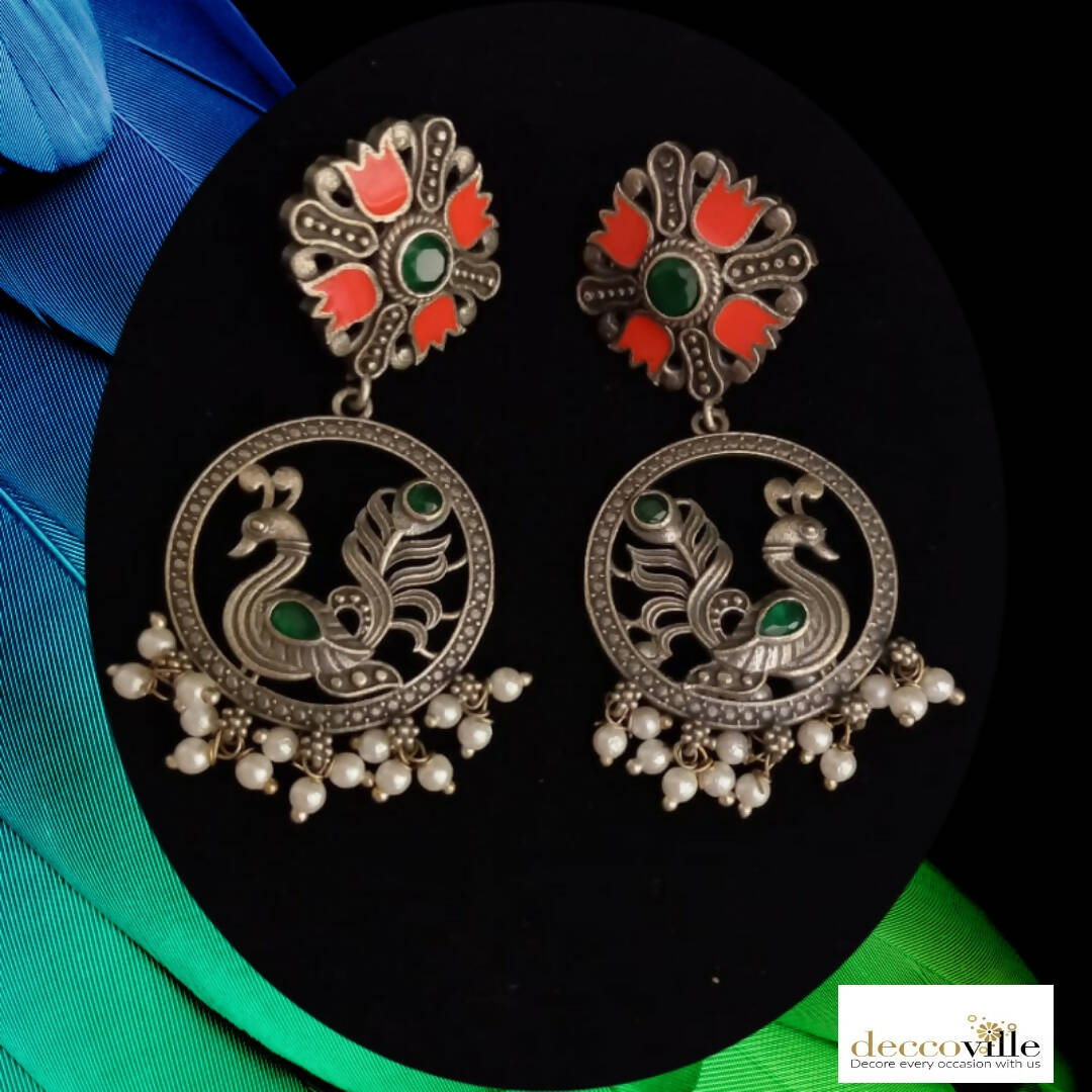 Enamel Peacock Earrings