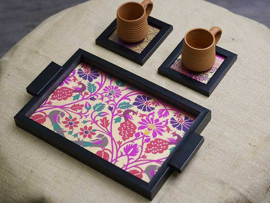 Tray With Coster Paithani Fabric